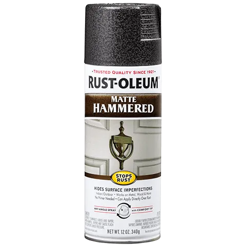 12 OZ Stops Rust Protective Enamel Spray Paint - Matte Hammered Black
