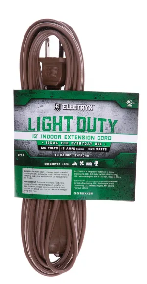 12ft Light Duty Indoor Extension Cord - 16 Gauge