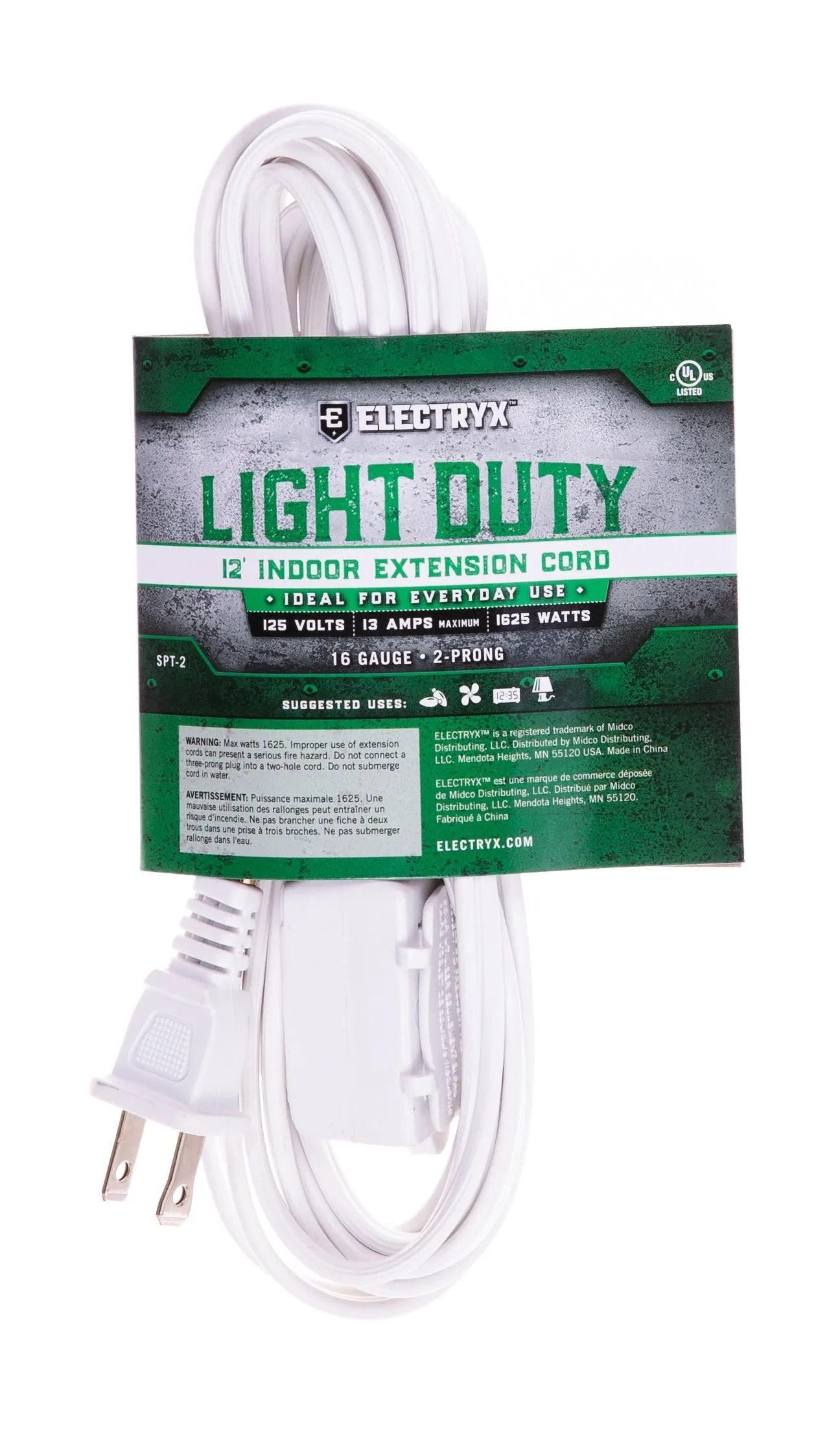 12ft Light Duty Indoor Extension Cord - 16 Gauge