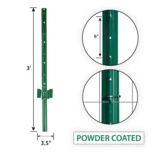3ft Powder-coated Steel Light Duty U-post