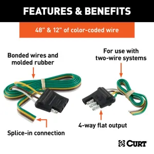 4-Way Flat Connector Plug and Socket with 12 inch and 48 Inch Wires