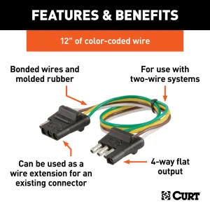 4-Way Flat Connector Plug and Socket with 12 Inch Wires