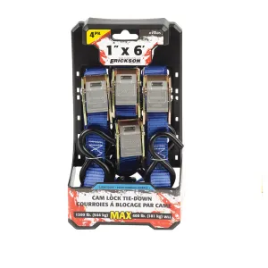 4PK 1″ x 6′ – 1200 lb Cam Lock Tie-Downs