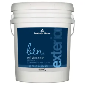 5 GAL ben Waterborne Exterior Paint - Soft Gloss Finish
