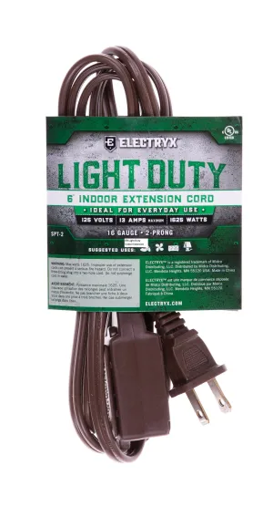 6ft Light Duty Indoor Extension Cord - 16 Gauge