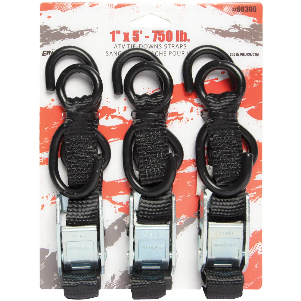 750 lb Motorcycle/ATV Tie-Downs. 3-Pack