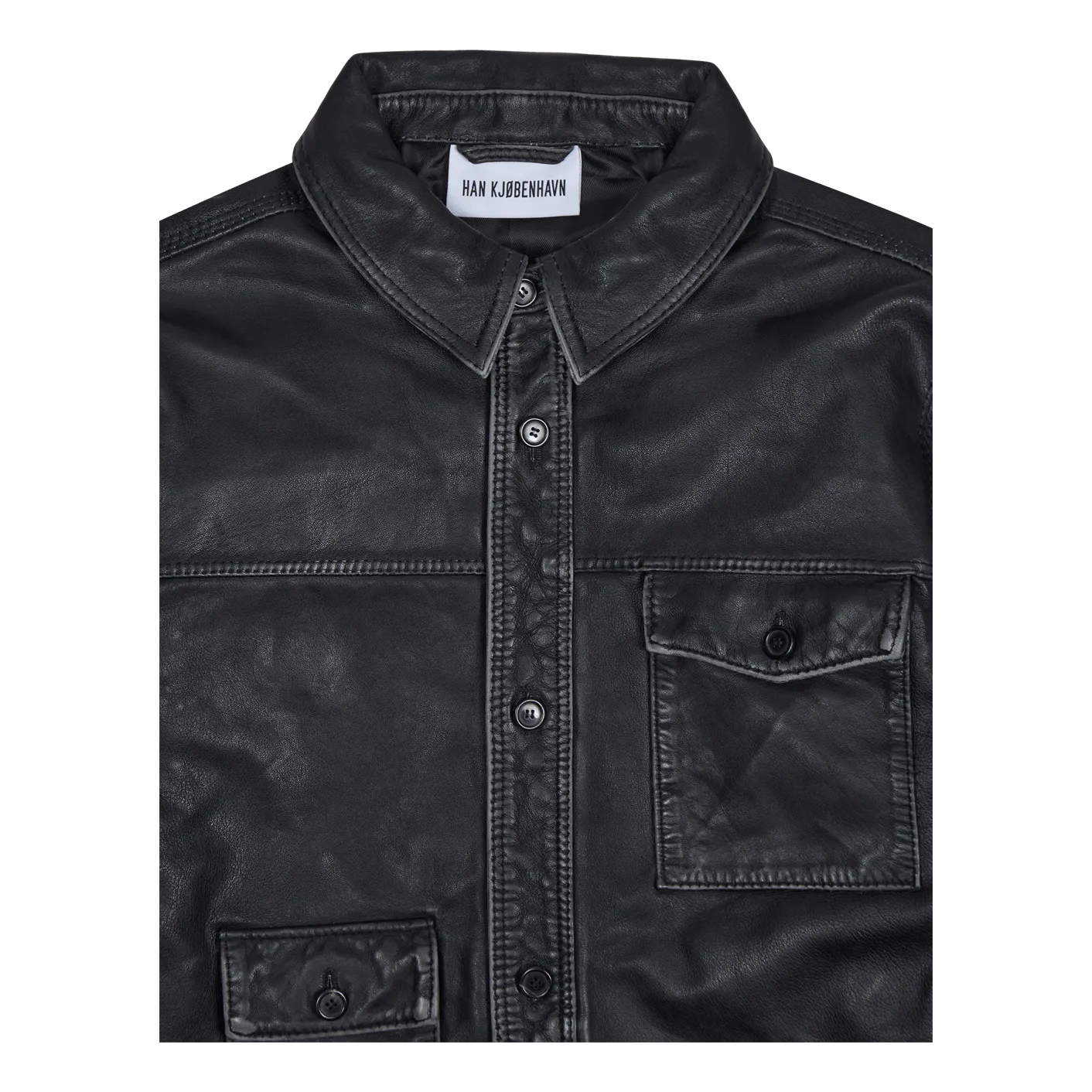 Army Shirt Black Leather