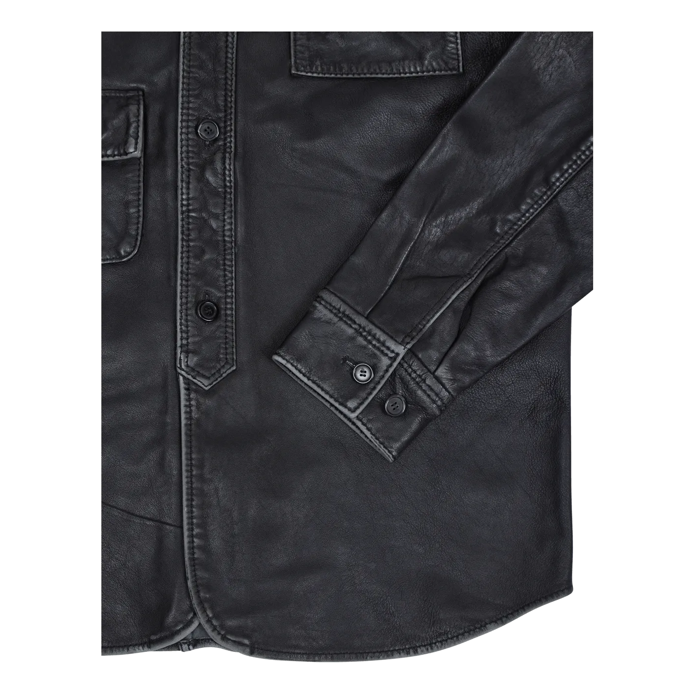 Army Shirt Black Leather