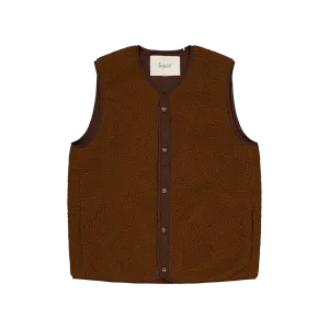 Aura Sherpa Fleece Vest Brown